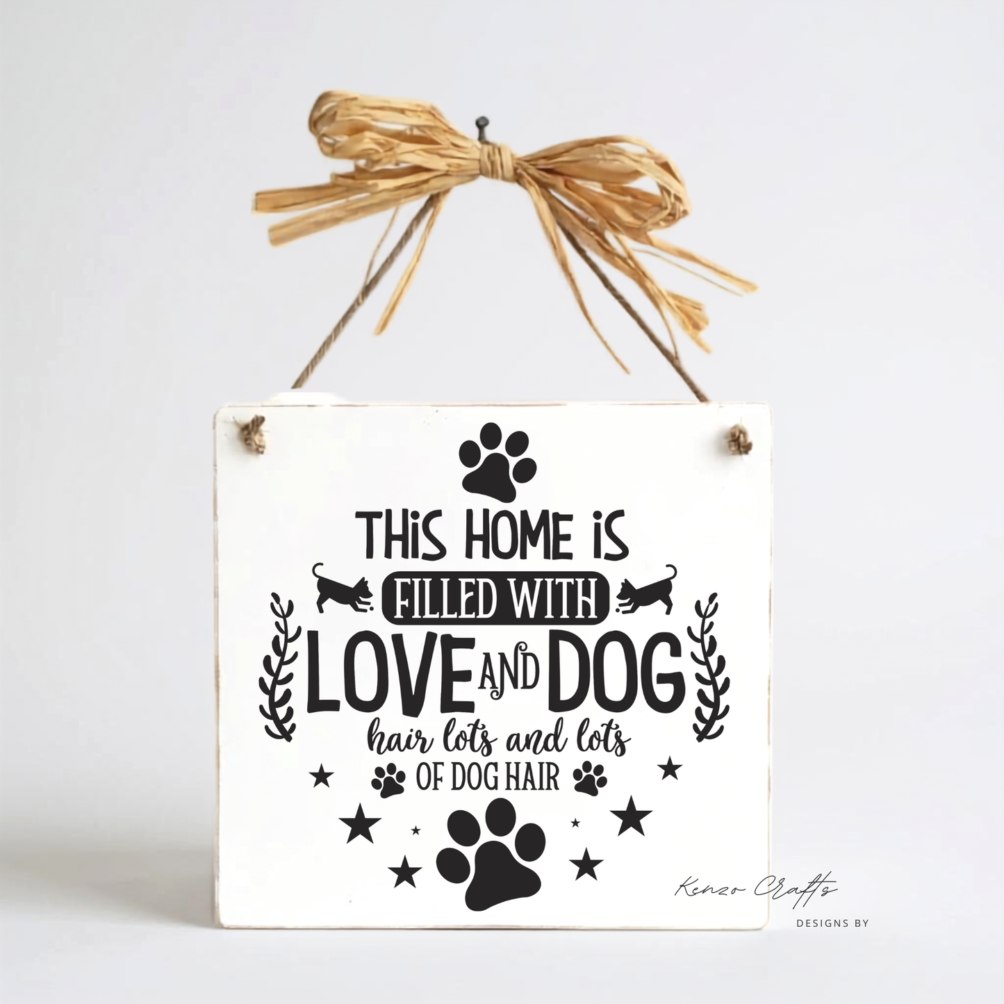 Funny Dog Hair Wooden Square Wall Plaque – Handcrafted Gift for Dog Owners