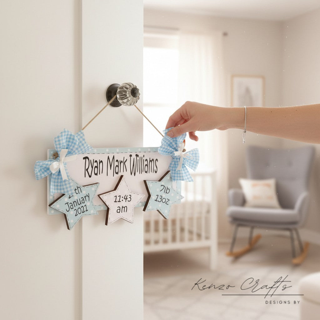 Personalised Baby Keepsake Plaque – Handmade Nursery Gift