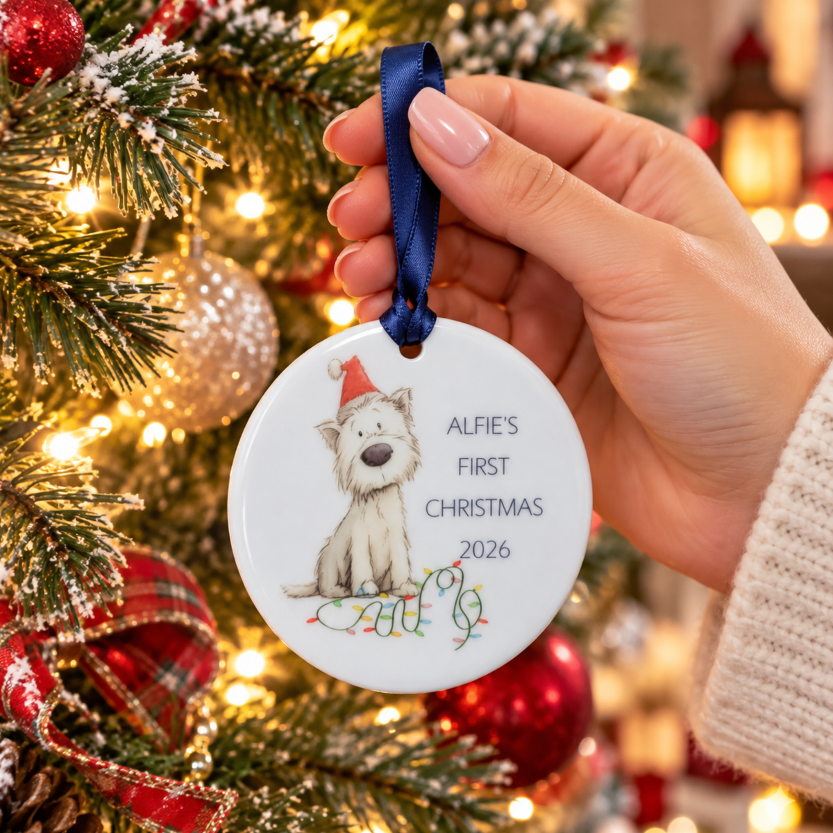 Puppy's First Christmas Ceramic Tree Ornament