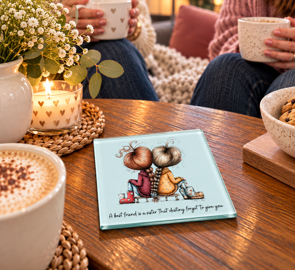 Glass Coasters Celebrating Friendship