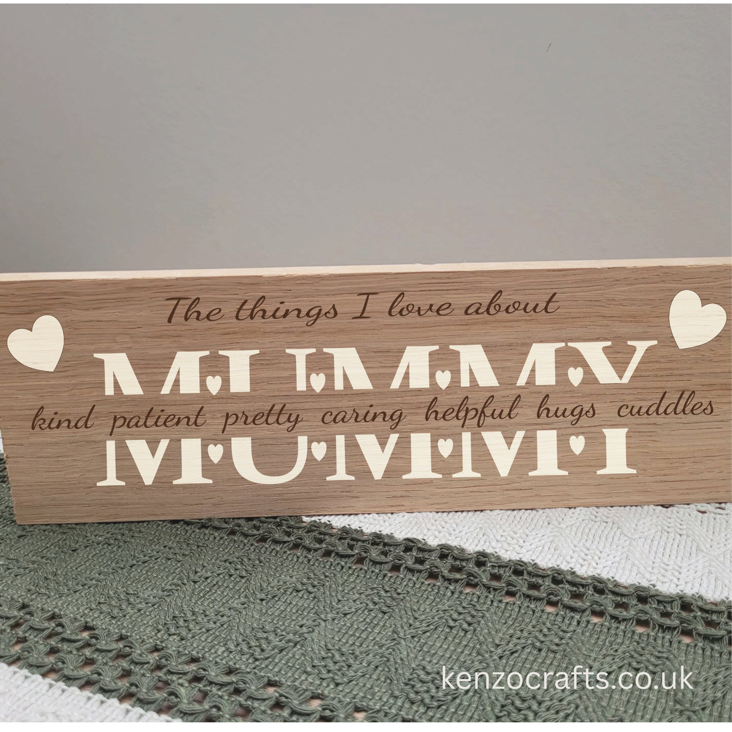 Personalised Oak Faced Mummy Plaque – Handmade Shelf Sitter