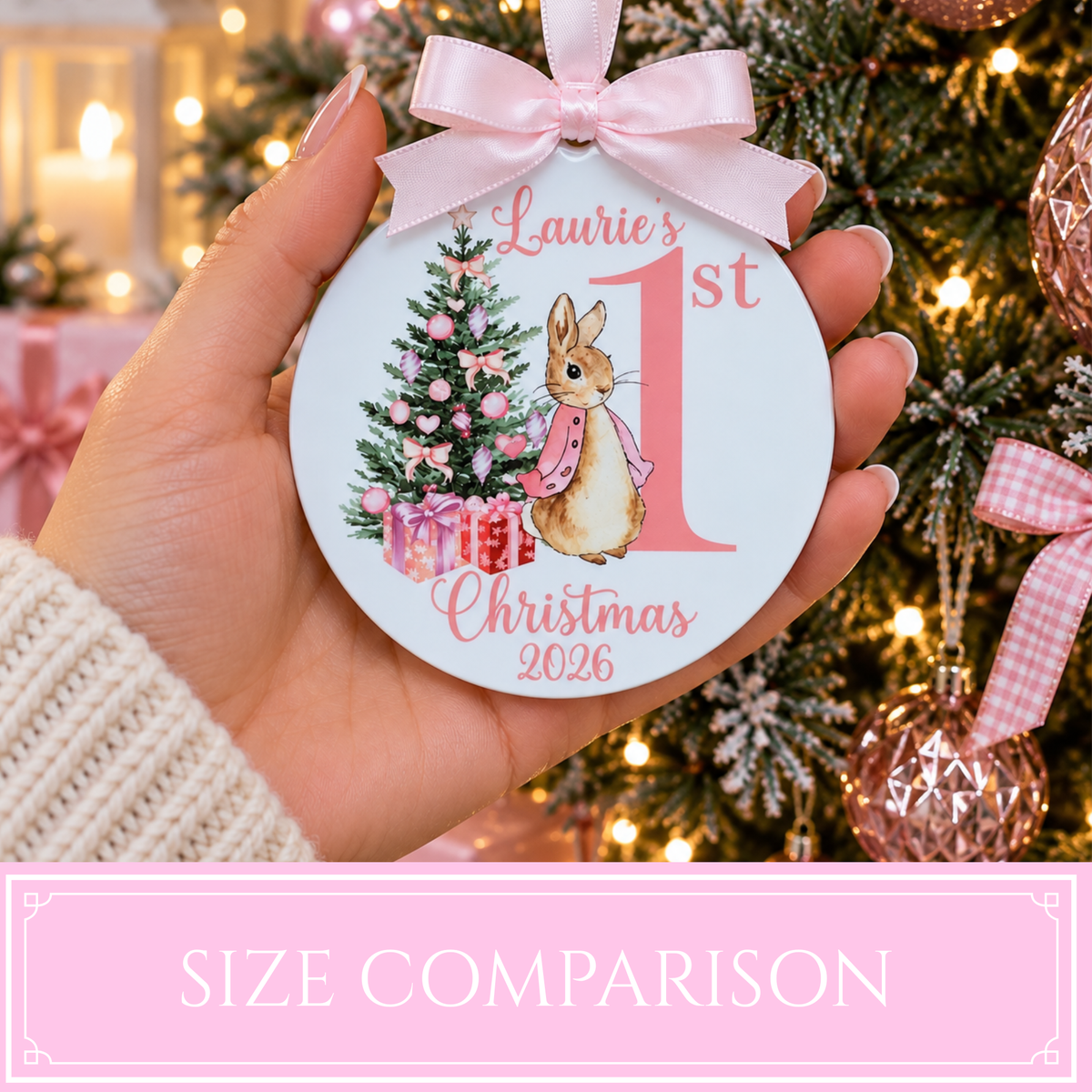 Personalised Baby's First Christmas Rabbit Bauble – Keepsake Decoration