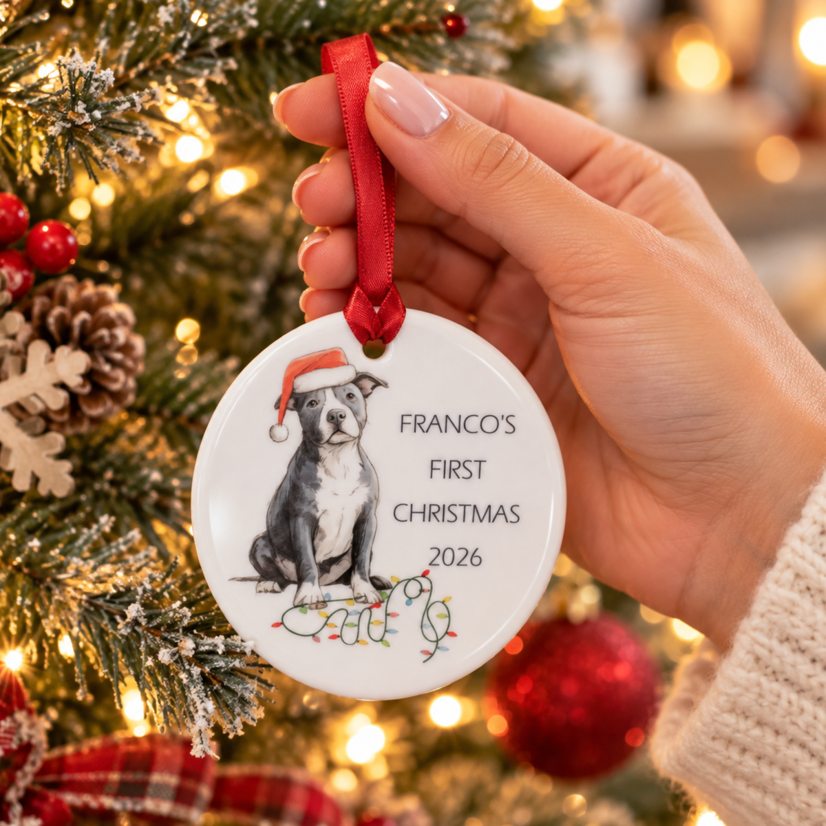 Puppy's First Christmas Ceramic Tree Ornament