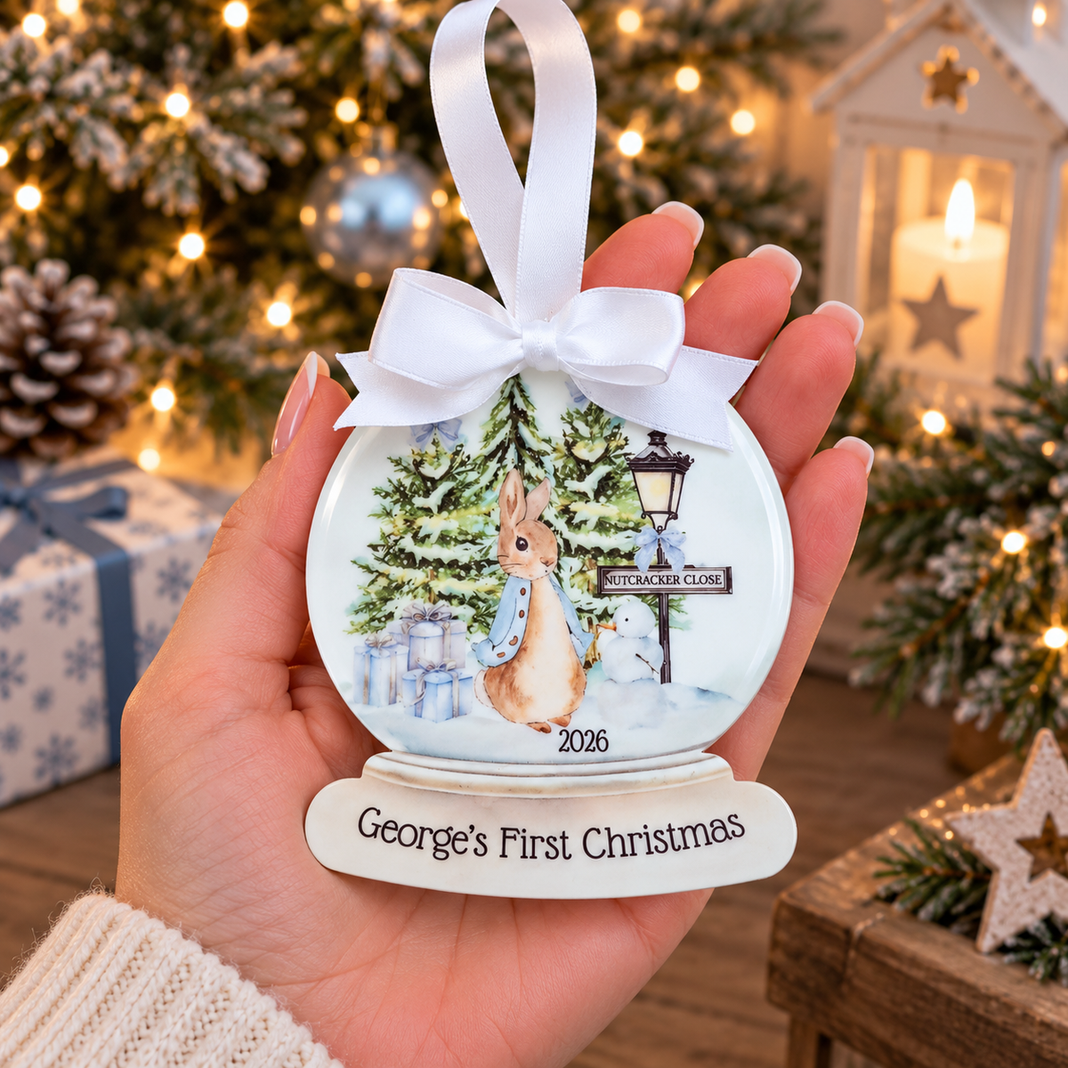 Personalised Baby's 1st Christmas Peter Rabbit Ornament