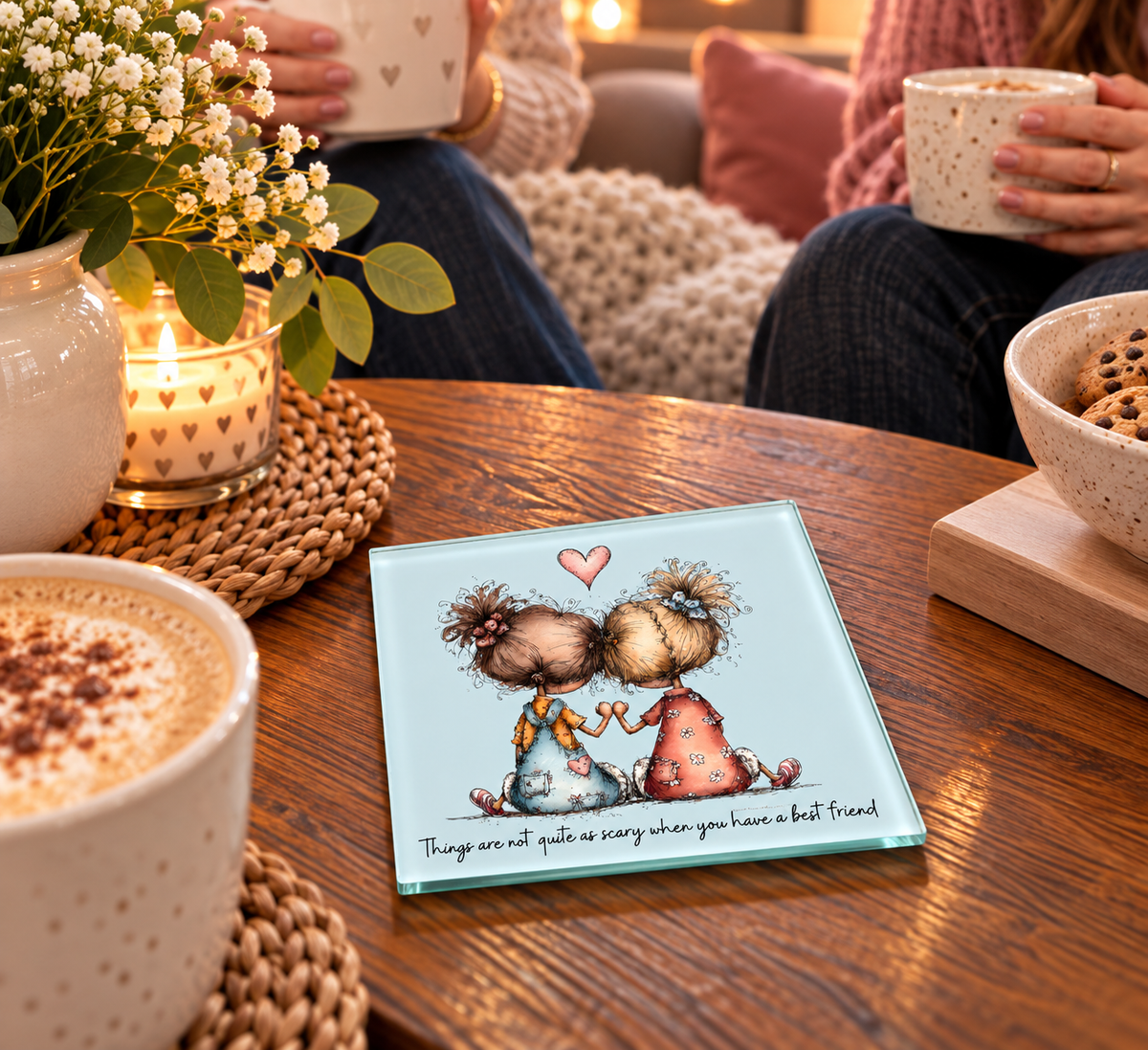 Glass Coasters Celebrating Friendship