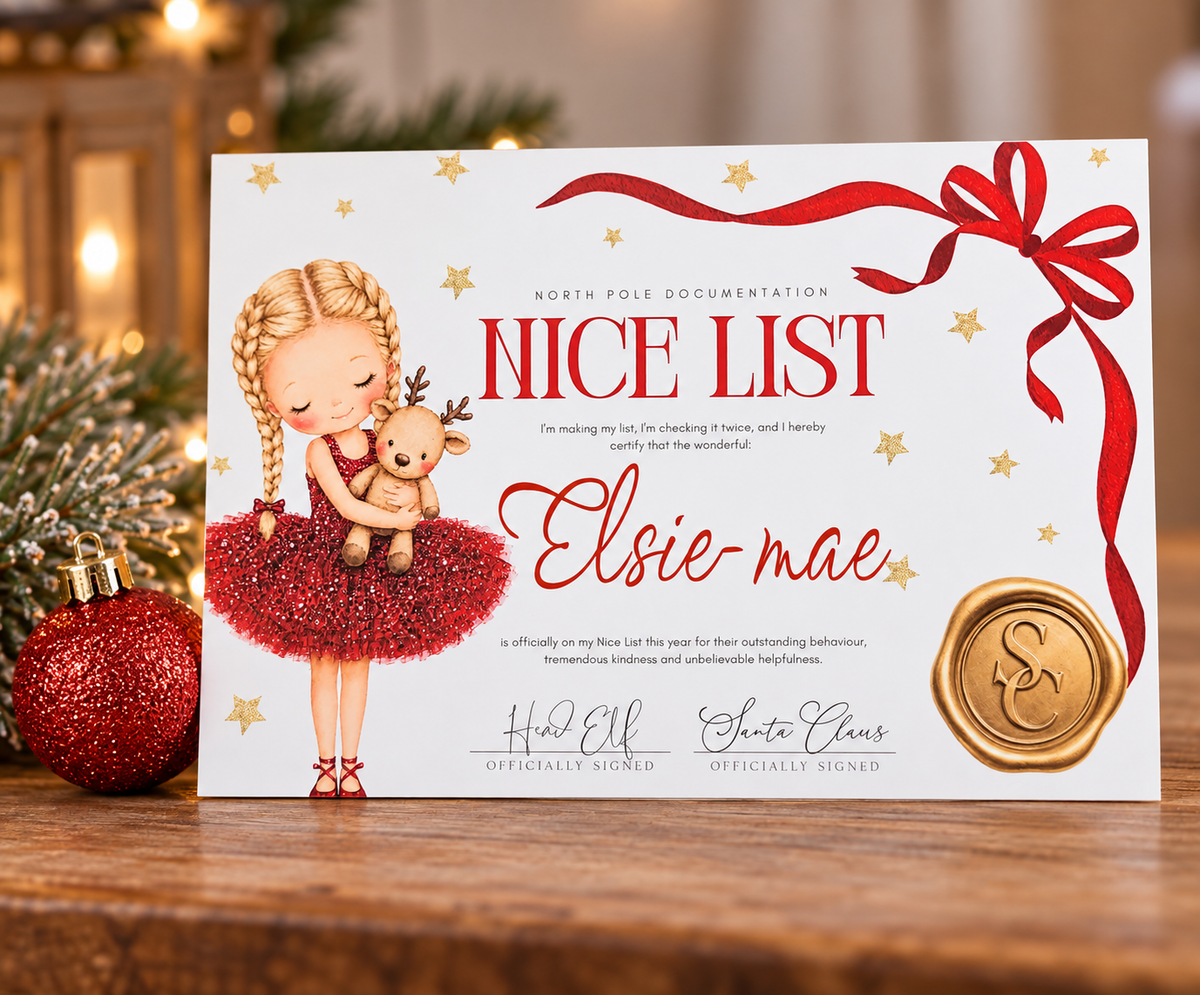 Personalised Nice List Certificate & Bauble | Christmas Tutu | Nutcracker Boy